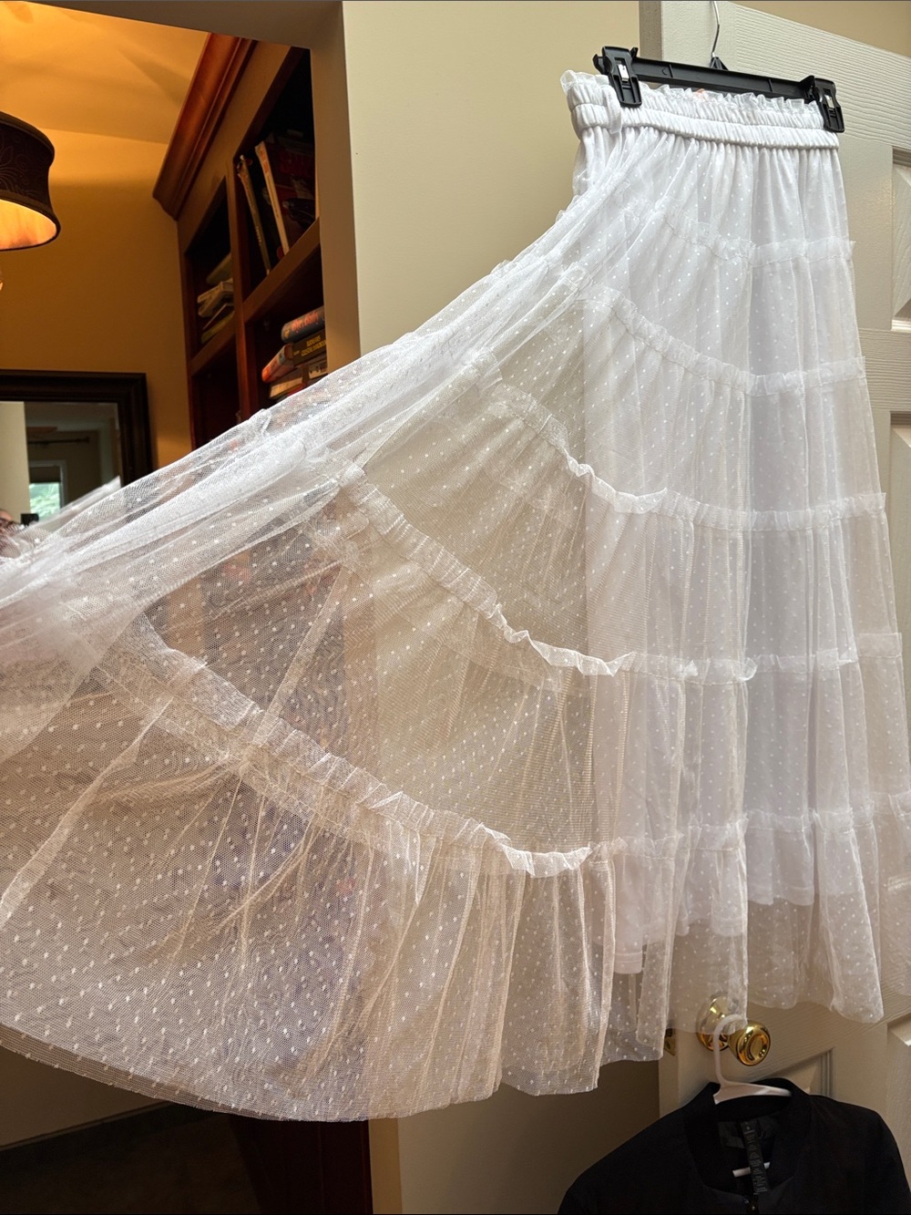 BTFBM MAXI SKIRT White Tiered Dot Mesh tulle NWT Small - Picture 6 of 10